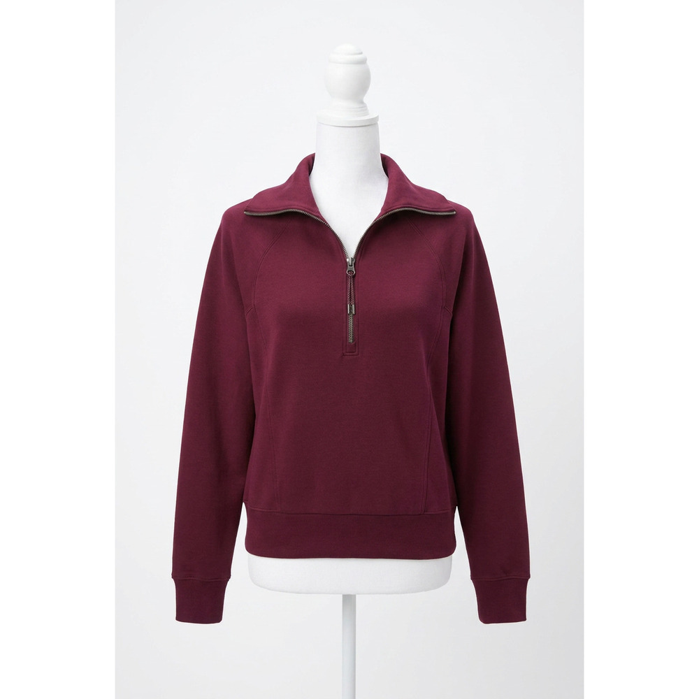 NEW SPANX air essentials half zip sweatshirt in plumberry